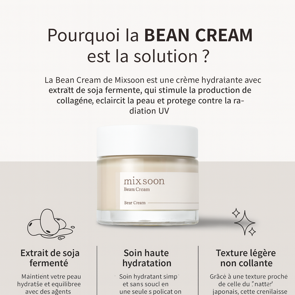 Mixsoon Crème Haricot Vegan - Secret Coréen Peau Parfaite